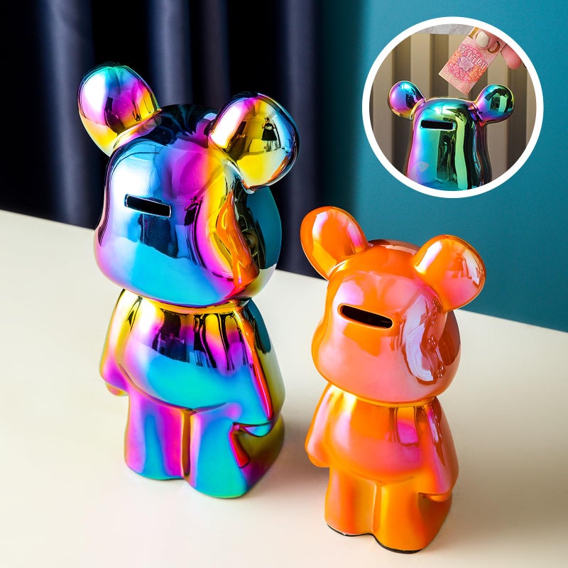 Yundu Ceramic Piggy Bank for Kids and Adults - Coin Bank for Girls and Boys - Orange Love Bear Decoration - Modern D?cor  Hypebeast Room D?cor - Gifts for Birthdays - Image 5